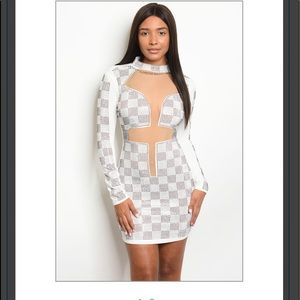 White Studded Bodycon Club Dress